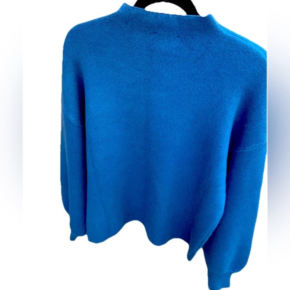 VICI Women’s Oversized Tight Knit Mock Neck Elegant Classy Sweater Blue - Picture 3 of 5